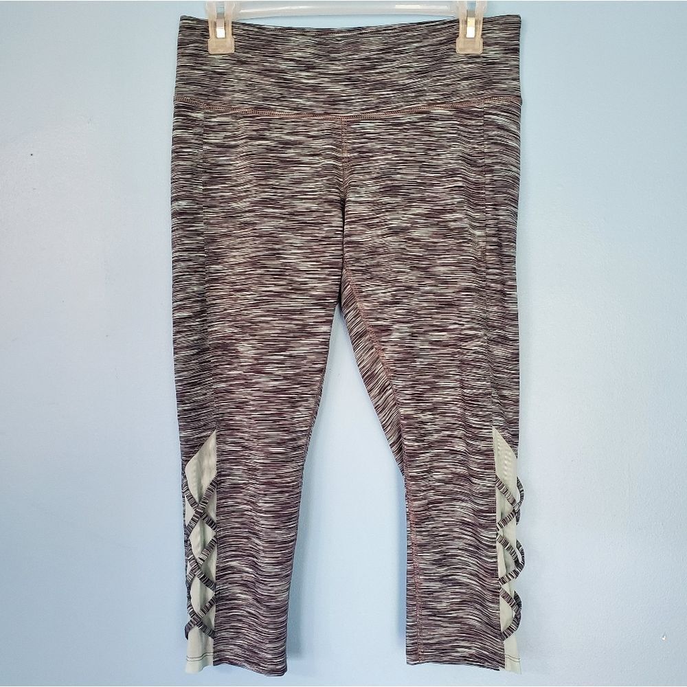 Champion Blue Criss Cross Leg Detail Athletic Cropped Leggings